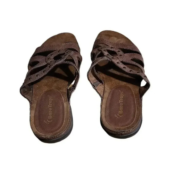 Bare Traps Women's Size 6 Darbi Brown Leather Slip On Slides Studded Sandals - Picture 4 of 6